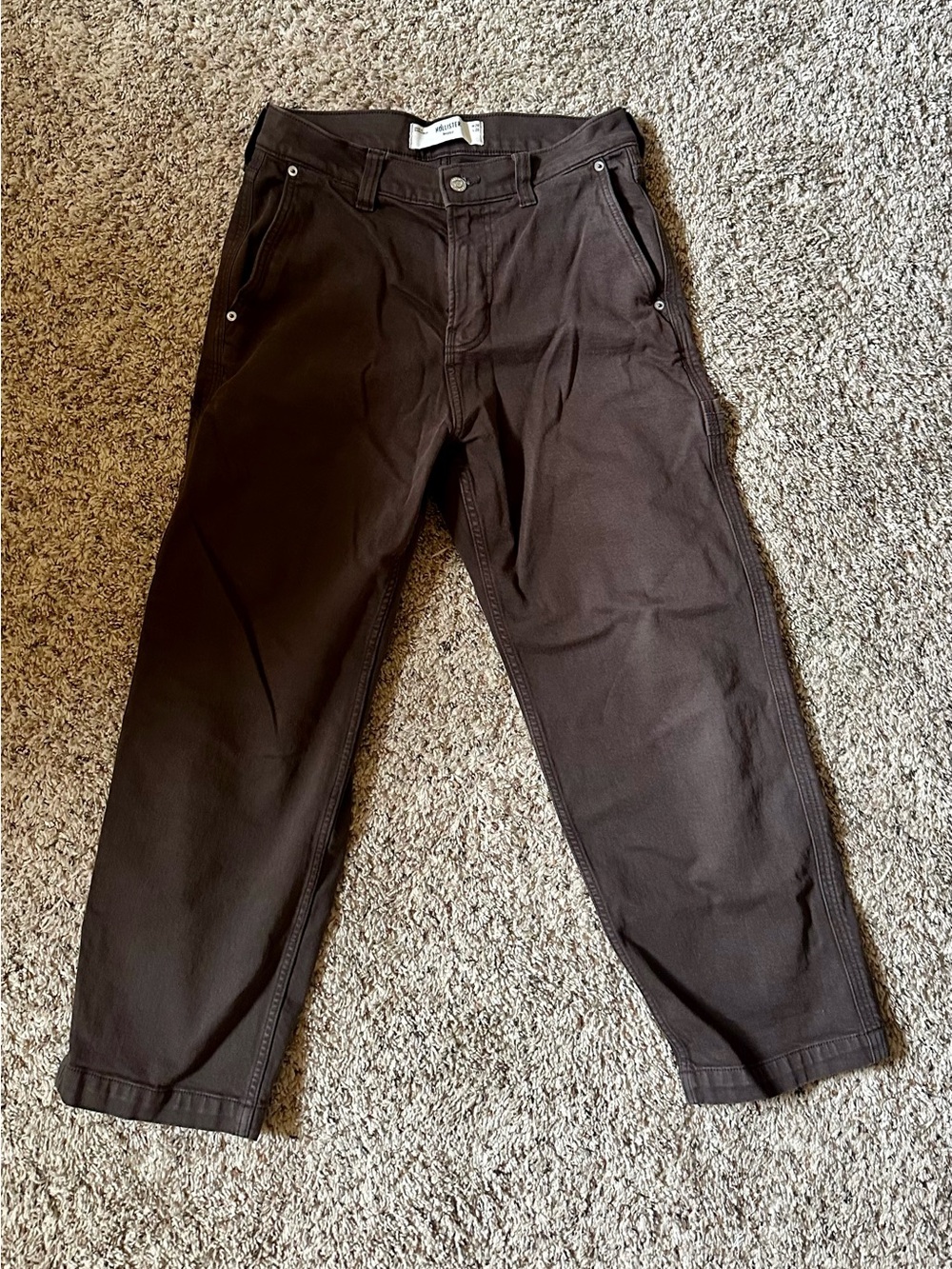 Brown Straight-Leg Carpenter Pants